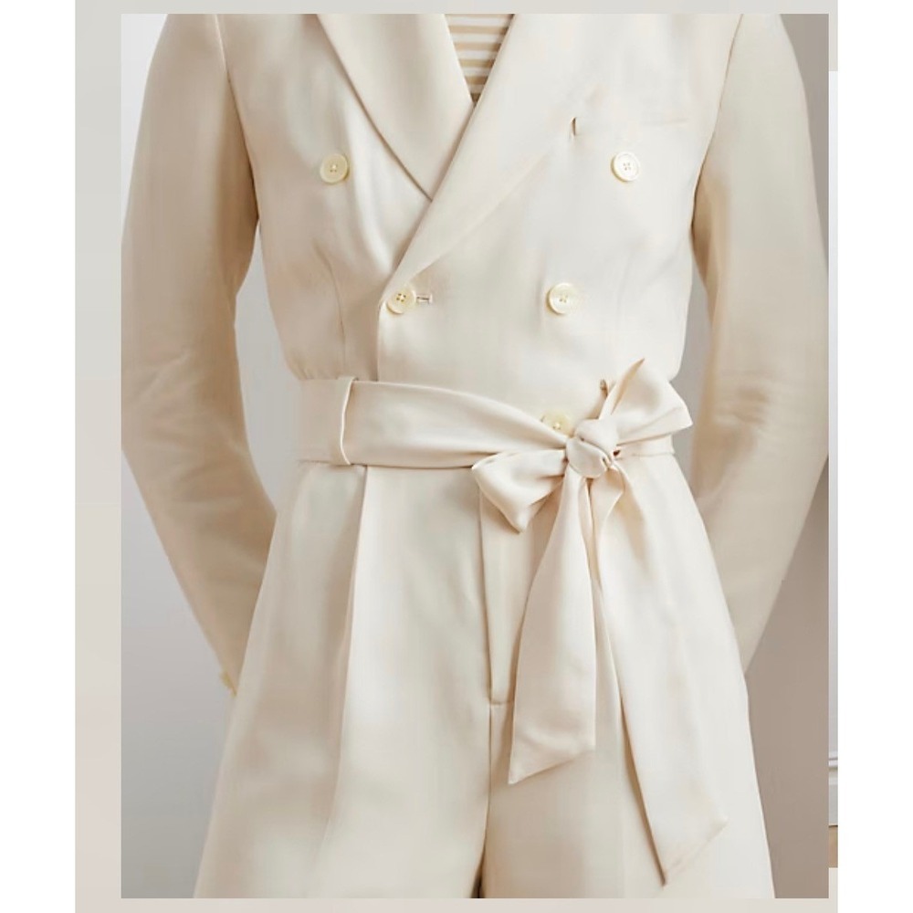 NWT Lauren Ralph Lauren Blazer Romper | Cream Ivory | Belted | Size 6 - Picture 2 of 16